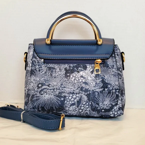 SHEIN 🌺 HOST PICK 🌺 Blue and Gold Satchel Bag - Picture 2 of 3